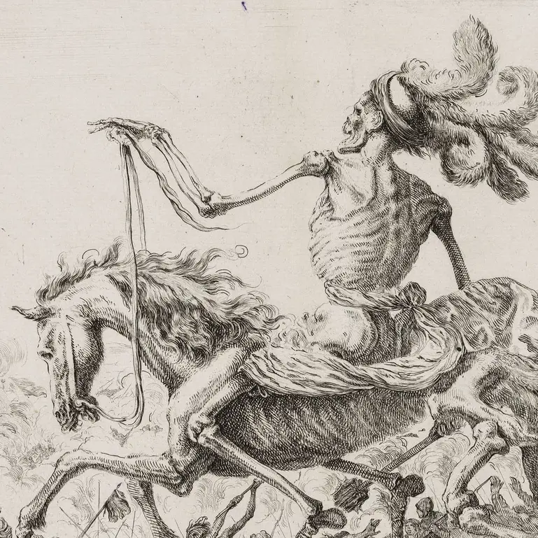 Der Tod reitet über ein Schlachtfeld