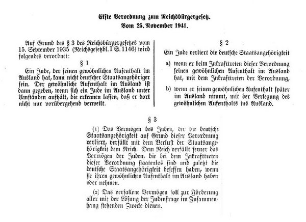 Ausschnitt einer Seite aus dem Reichsgesetzblatt von 1941. Man sieht schwarze Frakturschrift auf weißem Grund. 