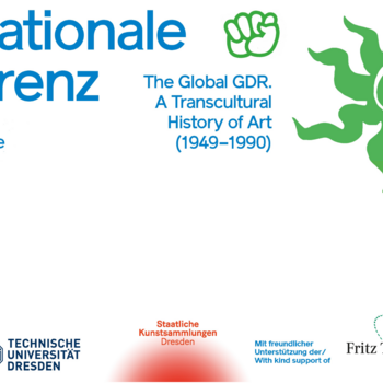 Poster der Konferenz mit Titeln, Veranstaltern, Sponsoren und zwei Grafiken einer Faust und einer Sonne.