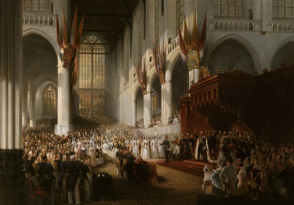 Abb. 7: Nicolaas Pienemann, Inauguration of king William II in the Nieuwe Kerk in Amsterdam, 1840, Öl auf Leinwand, Paleis Het Loo, Apeldoorn, permanent loan from Royal Collections, The Hague