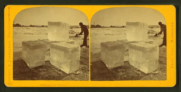 [Translate to English:] Whitney & Zimmerman – Photographer, Minnesota Ice Harvest, unknown date (1869–1885).
